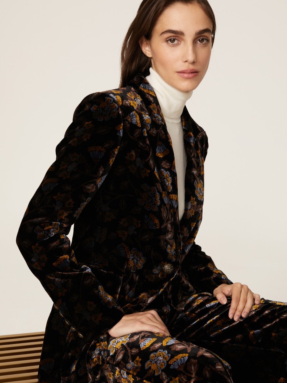 Veronica Beard Dickey Jacket Blazer Floral Velvet Jaquard Pattern Size 0